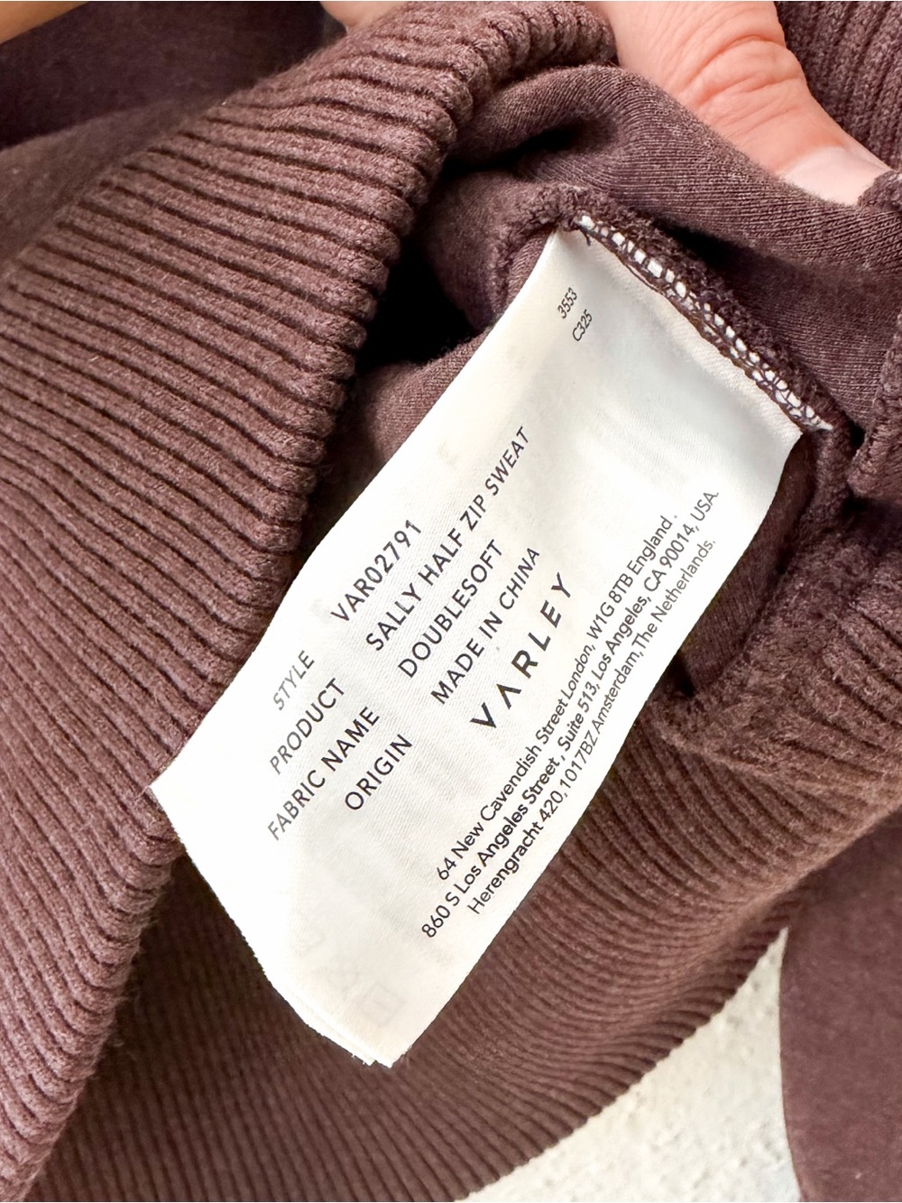Varley Double Soft Sally Half-Zip Pullover Sweatshirt in Coffee Bean Marl - Picture 6 of 10